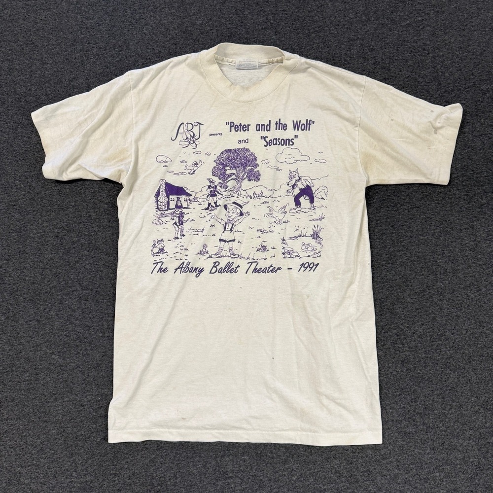 1991 Hanes Peter and the Wolf Albany Ballet Theater T Shirt Mens M White